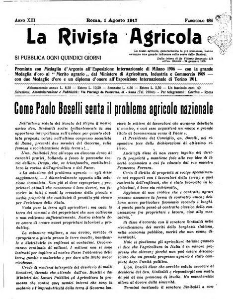 La rivista agricola industriale finanziaria commerciale