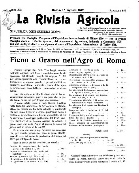 La rivista agricola industriale finanziaria commerciale