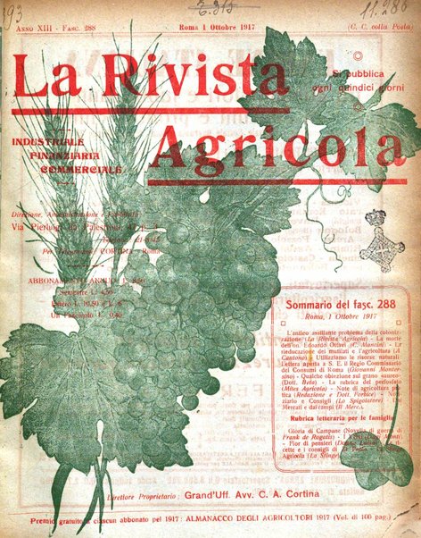 La rivista agricola industriale finanziaria commerciale