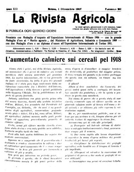 La rivista agricola industriale finanziaria commerciale