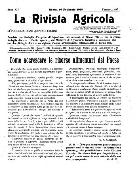 La rivista agricola industriale finanziaria commerciale