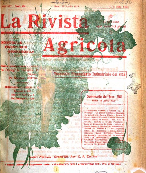 La rivista agricola industriale finanziaria commerciale