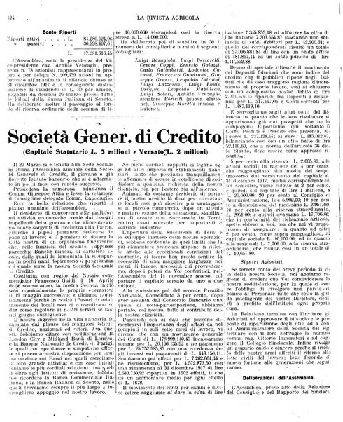 La rivista agricola industriale finanziaria commerciale