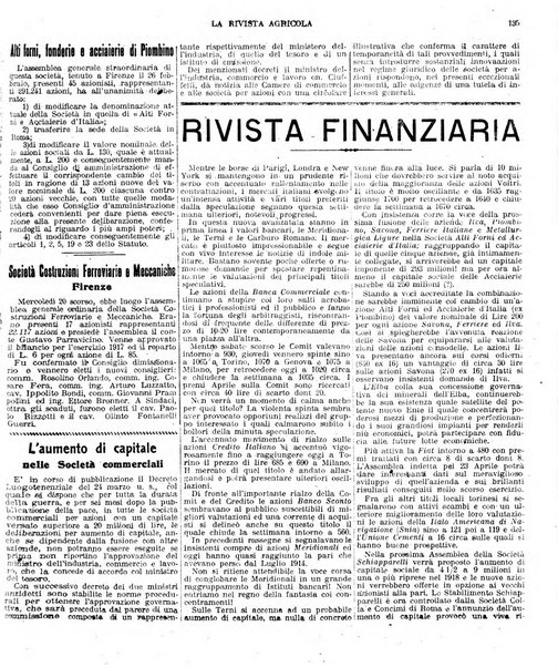 La rivista agricola industriale finanziaria commerciale