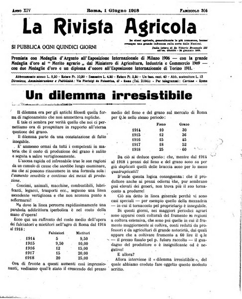 La rivista agricola industriale finanziaria commerciale