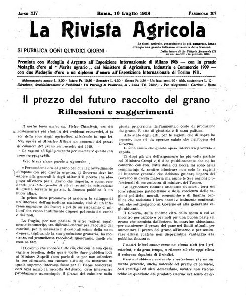 La rivista agricola industriale finanziaria commerciale