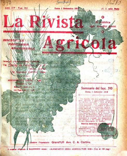 La rivista agricola industriale finanziaria commerciale