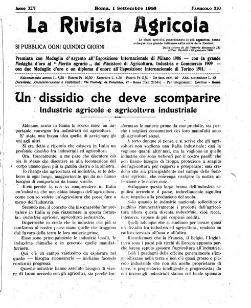 La rivista agricola industriale finanziaria commerciale