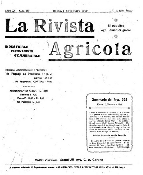 La rivista agricola industriale finanziaria commerciale