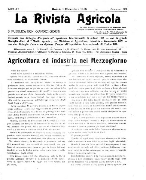 La rivista agricola industriale finanziaria commerciale