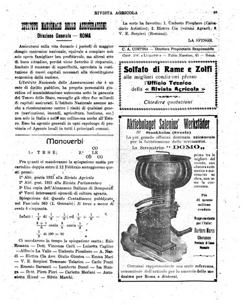 La rivista agricola industriale finanziaria commerciale