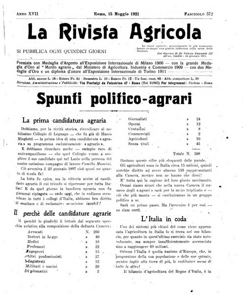 La rivista agricola industriale finanziaria commerciale