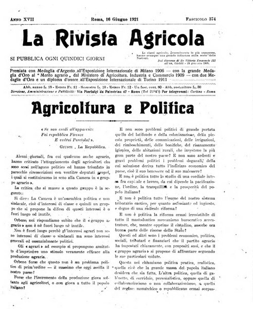 La rivista agricola industriale finanziaria commerciale