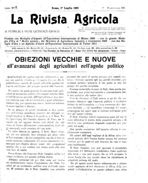 La rivista agricola industriale finanziaria commerciale