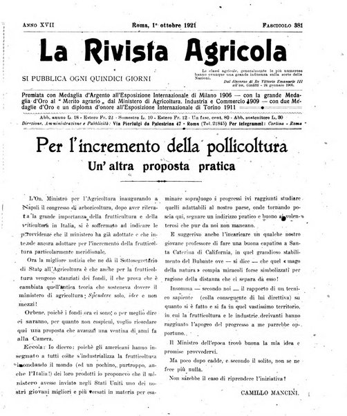 La rivista agricola industriale finanziaria commerciale