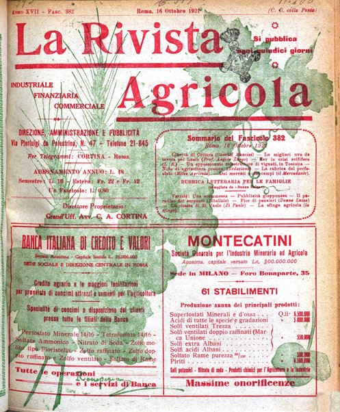 La rivista agricola industriale finanziaria commerciale