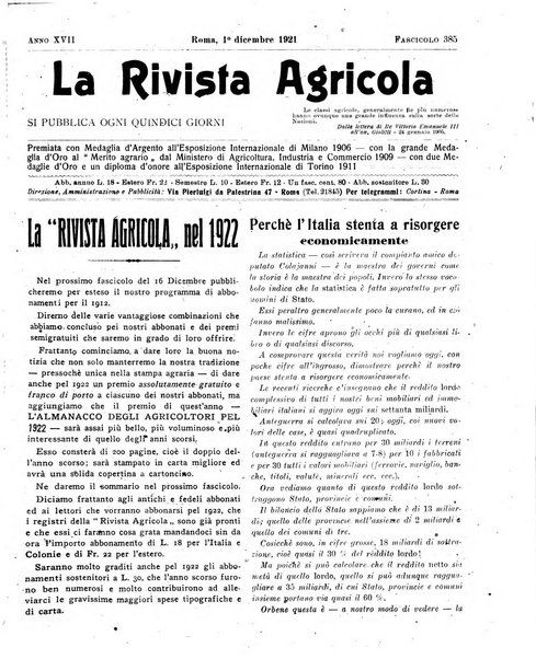 La rivista agricola industriale finanziaria commerciale