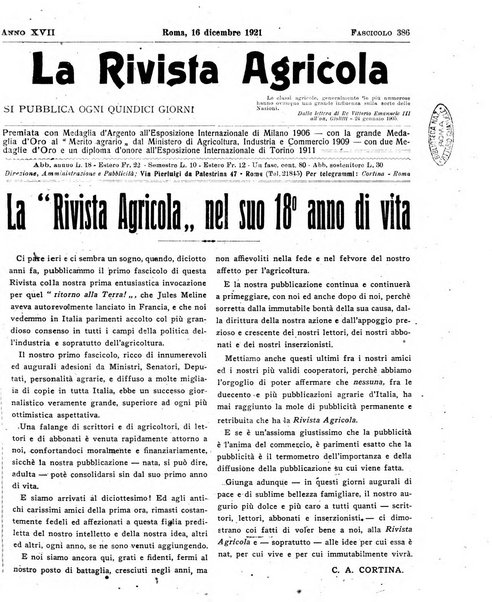 La rivista agricola industriale finanziaria commerciale