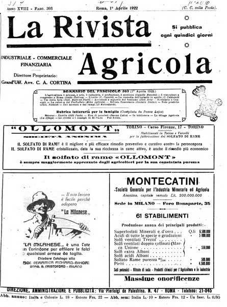 La rivista agricola industriale finanziaria commerciale