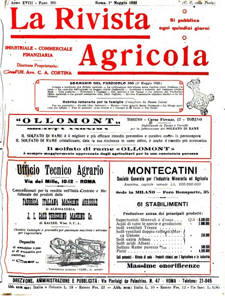 La rivista agricola industriale finanziaria commerciale