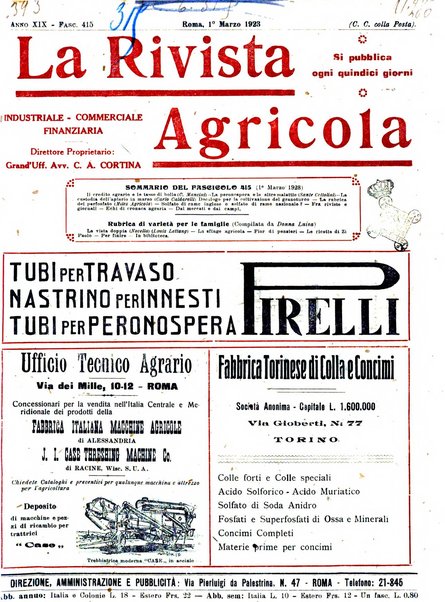 La rivista agricola industriale finanziaria commerciale