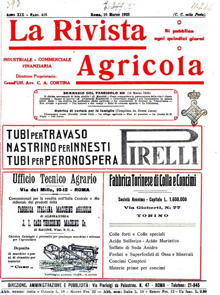 La rivista agricola industriale finanziaria commerciale