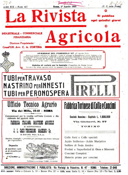 La rivista agricola industriale finanziaria commerciale