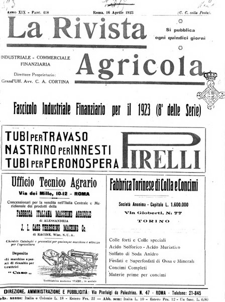 La rivista agricola industriale finanziaria commerciale