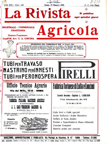 La rivista agricola industriale finanziaria commerciale