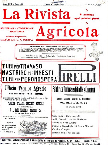 La rivista agricola industriale finanziaria commerciale