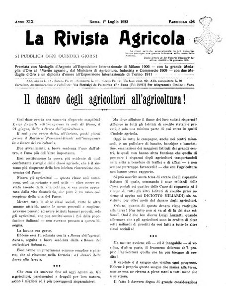 La rivista agricola industriale finanziaria commerciale