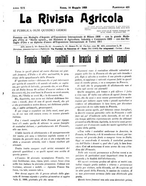 La rivista agricola industriale finanziaria commerciale