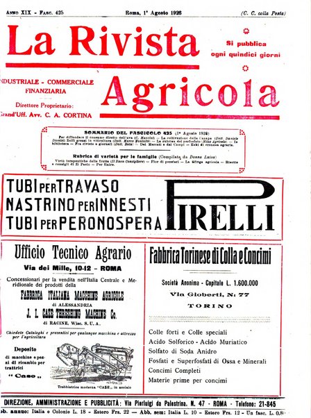 La rivista agricola industriale finanziaria commerciale