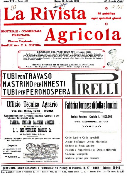 La rivista agricola industriale finanziaria commerciale