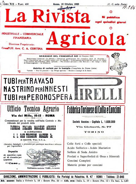 La rivista agricola industriale finanziaria commerciale