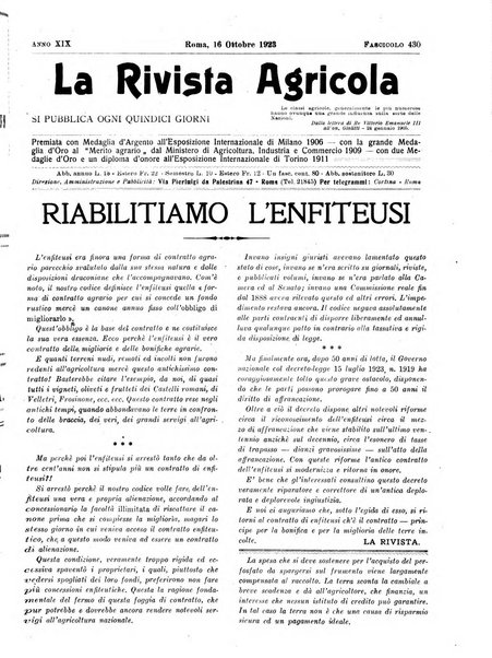 La rivista agricola industriale finanziaria commerciale