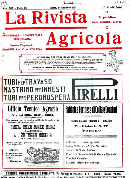 La rivista agricola industriale finanziaria commerciale