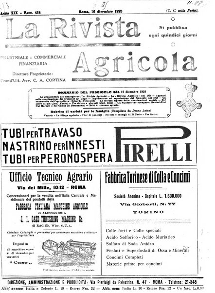 La rivista agricola industriale finanziaria commerciale