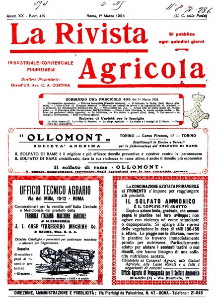 La rivista agricola industriale finanziaria commerciale