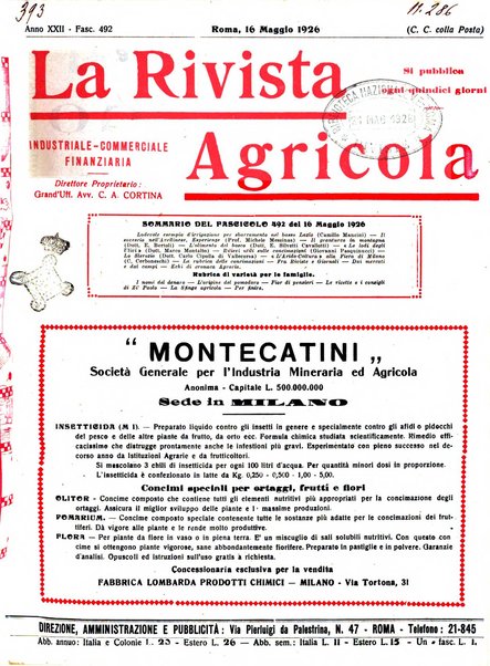 La rivista agricola industriale finanziaria commerciale