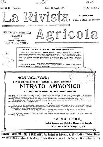 La rivista agricola industriale finanziaria commerciale