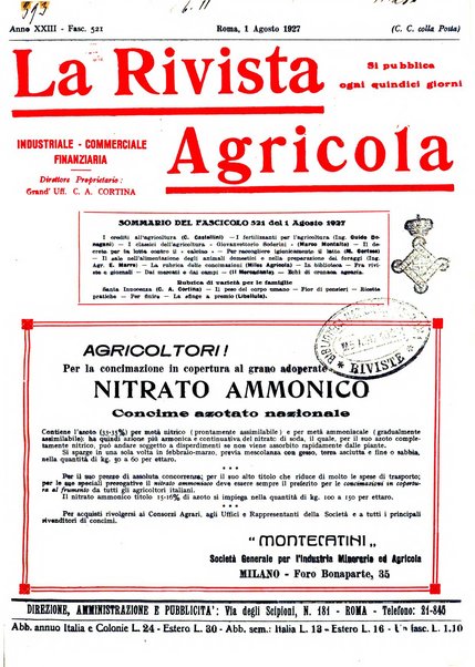 La rivista agricola industriale finanziaria commerciale