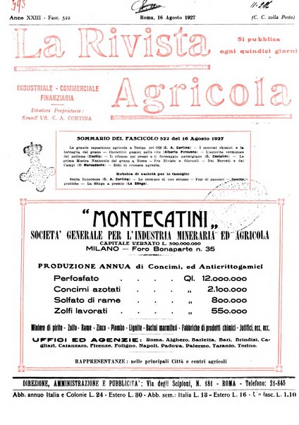 La rivista agricola industriale finanziaria commerciale