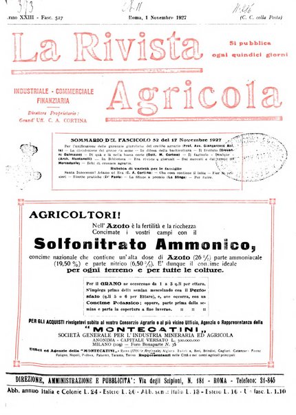 La rivista agricola industriale finanziaria commerciale