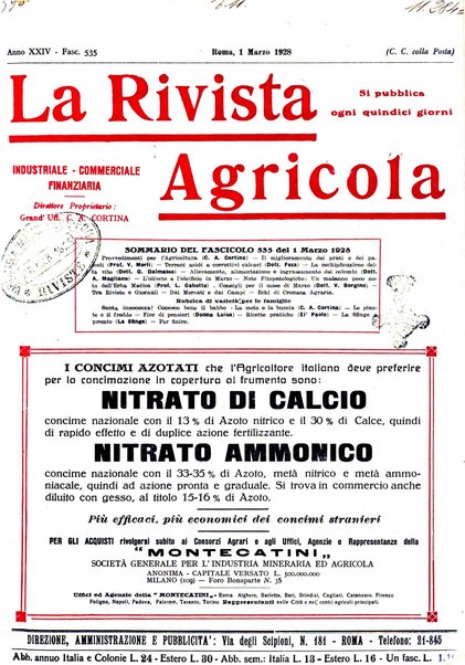 La rivista agricola industriale finanziaria commerciale