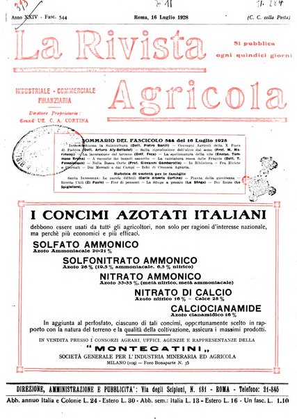 La rivista agricola industriale finanziaria commerciale