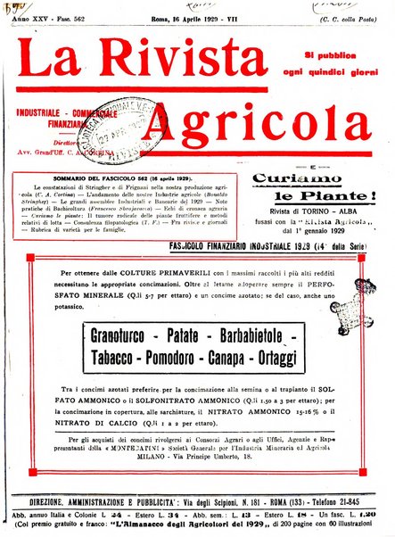 La rivista agricola industriale finanziaria commerciale