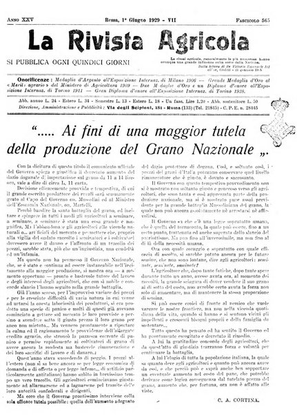 La rivista agricola industriale finanziaria commerciale