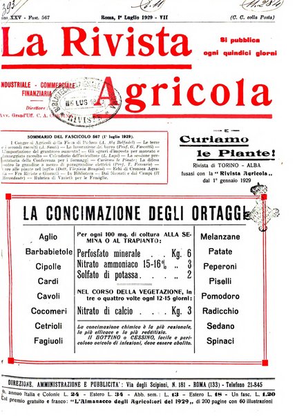 La rivista agricola industriale finanziaria commerciale