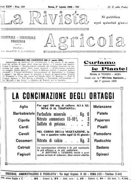 La rivista agricola industriale finanziaria commerciale